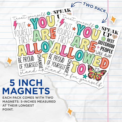 (2 Pack) Inspirational Quote Magnets Magnets - You are Allowed - Motivational Decor - 5" On Longest Side - Made in USA - Sticks to Refrigerators & Metal Surfaces - MAG9115