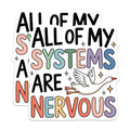 (2 Pack) All My Systems are Nervous Goose Magnets - Quirky Mental Health Humor - Whimsical Fridge Locker Decor - 5 Inches On Longest Side - Thick Durable Magnet - Made in USA - MAG39216