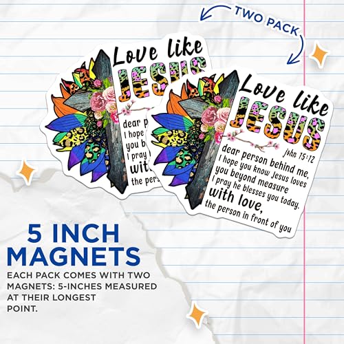 (2 Pack) Love Like Jesus Magnets - Inspirational Quote - Religious Home Decor - 5" On Longest Side - for Cars, Fridges, Toolboxes - Made in USA - MAG5644