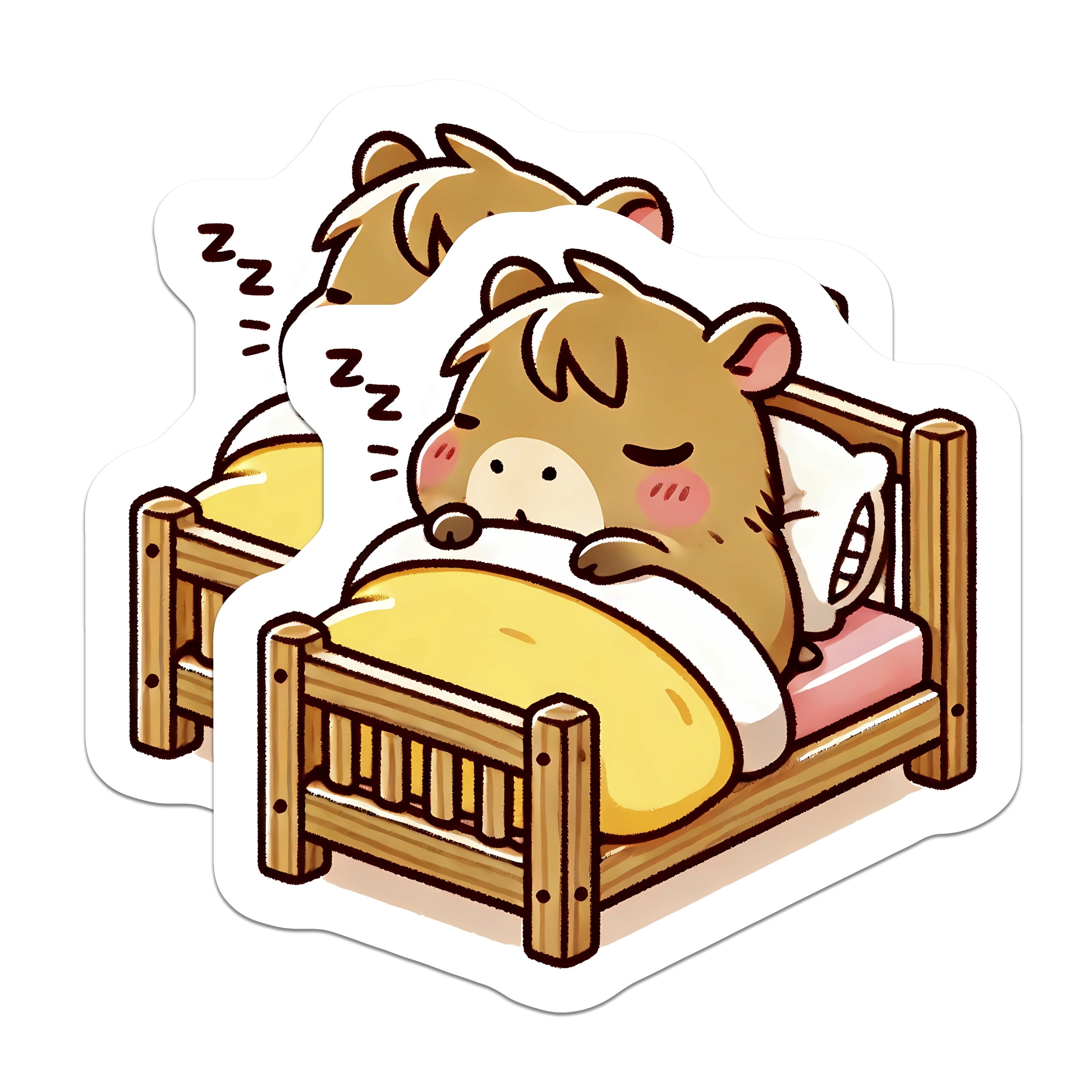 (2 Pack) Sleeping Hamster Magnets - Cute Bear Cub Decor - Kawaii Animal Fridge Art - Cozy Sleepy Kitchen Accessory - 5 Inches On Longest Side - Thick Durable Magnet - Made in USA - MAG36181