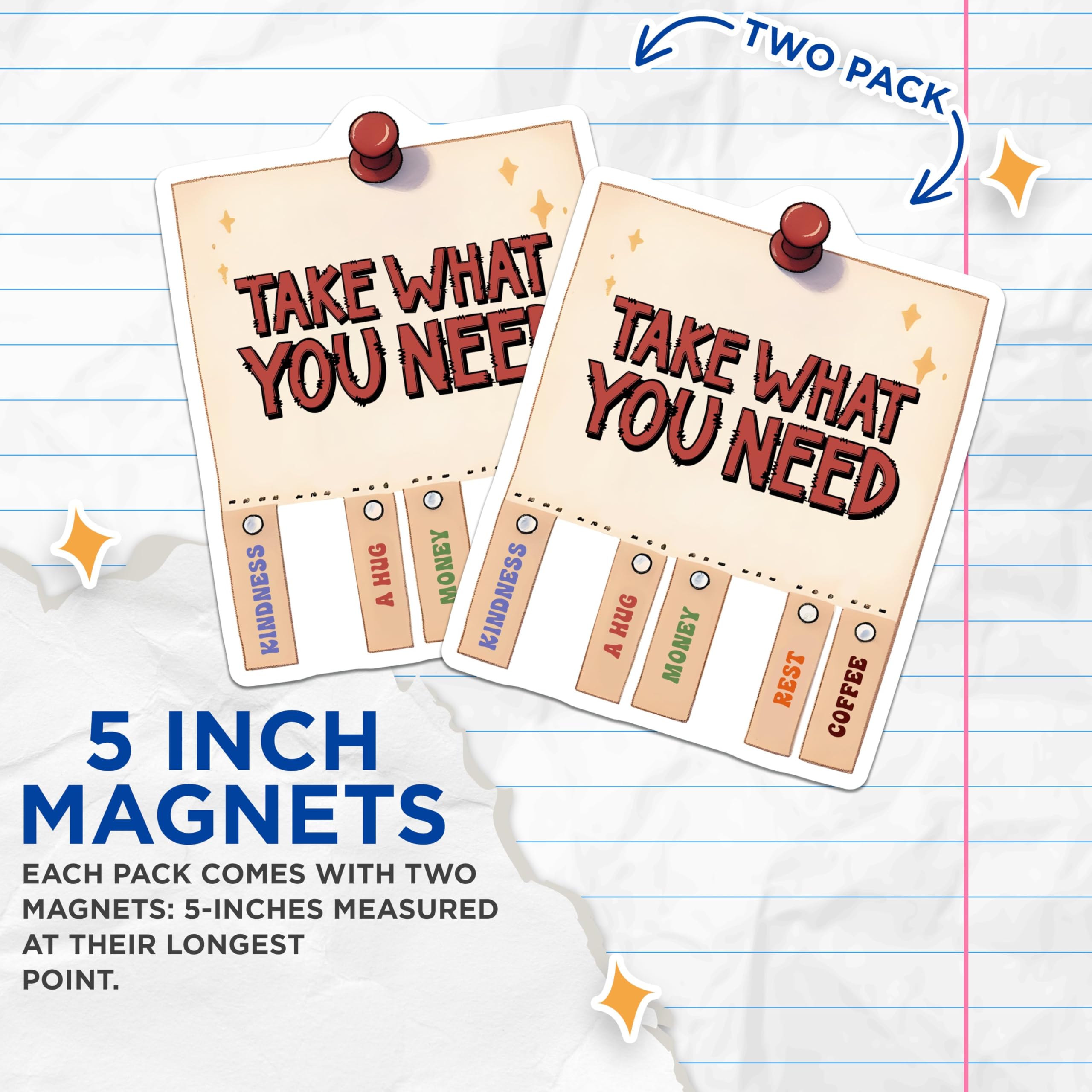 (2 Pack) Take What You Need Magnets - Inspiring Message - Positive Vibes - Motivational Reminder - 5" On Longest Side - for Cars, Fridges, Toolboxes - Made in USA - MAG7509