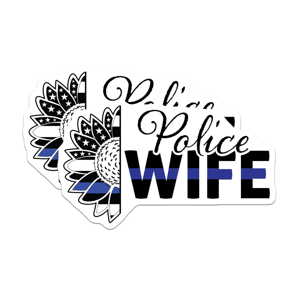 (2 Pack) Police Wife Magnets - Thin Blue Line Support - Sunflower Law Enforcement Spouse - 5 Inches On Longest Side - Thick Durable Magnet - Made in USA - MAG21430