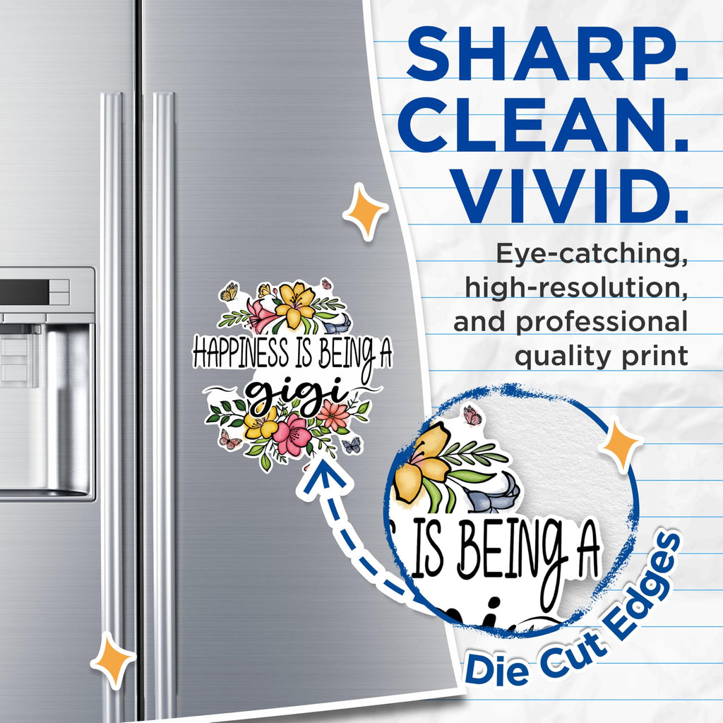 (2 Pack) Happiness is Being A Gigi Magnets - Floral Grandma Magnets - Cute Butterfly Magnets- 5" On Longest Side - for Fridges, Toolboxes, Cars - Made in USA - MAG2945