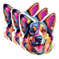 (3 Pack) Dog Decals - Colorful Dog - Laptop Decals - 3 Inches On Longest Side - Easy Peel & Apply - Made in USA - 3MCS0736