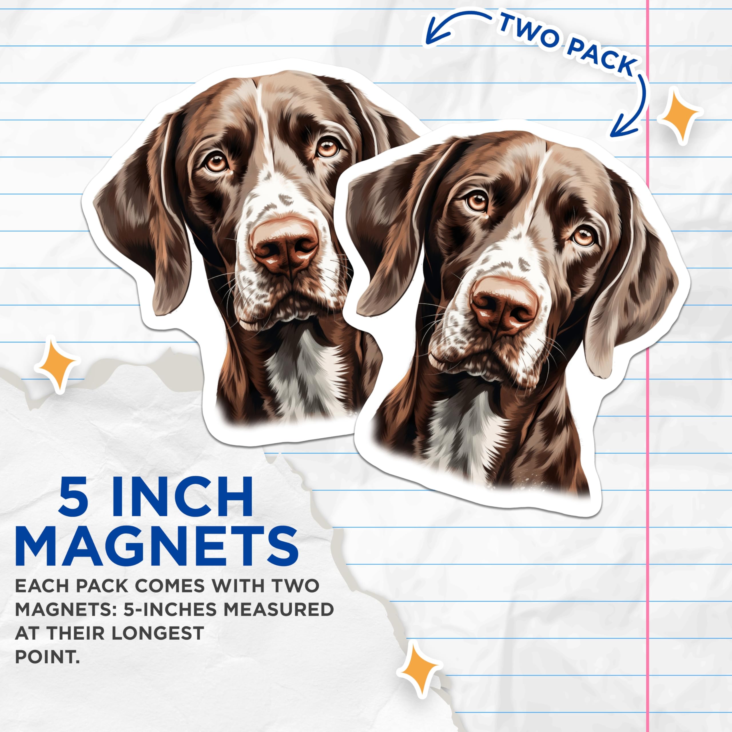 (2 Pack) German Shorthaired Pointer Magnets - GSP Dog Breed Art - Pet Lover Home Decor - 5 Inches On Longest Side - Thick Durable Magnet - Made in USA - MAG25513