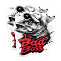 (2 Pack) Fishing Bait Boss Stickers - Bass Fish Stickers - Angler Fun Stickers - 5" On Longest Side - Sticks to Any Smooth Flat Surface - Made in USA - BMCS3353