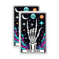 (2 Pack) Skeletal Hand Stickers - Gothic Art Stickers - Halloween Decor Stickers - 5" On Longest Side - Sticks to Smooth Flat Surfaces - Made in USA - BMCS5493