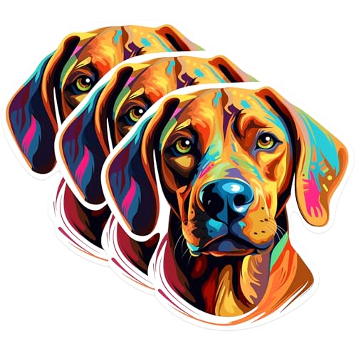 (3 Pack) Colorful Dog Decals - Abstract Art Dog Breed - Laptop Decal - 3 Inches On Longest Side - Easy Peel & Apply - Made in USA - 3MCS0808