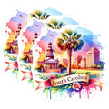 (3 Pack) South Carolina Decals - Charleston Decal - State Pride Decal- 3 Inches On Longest Side - Easy Peel & Apply - Made in USA - 3MCS5587