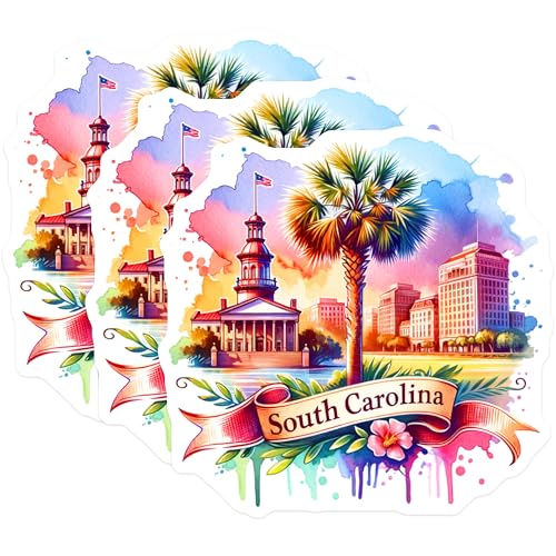 (3 Pack) South Carolina Decals - Charleston Decal - State Pride Decal- 3 Inches On Longest Side - Easy Peel & Apply - Made in USA - 3MCS5587