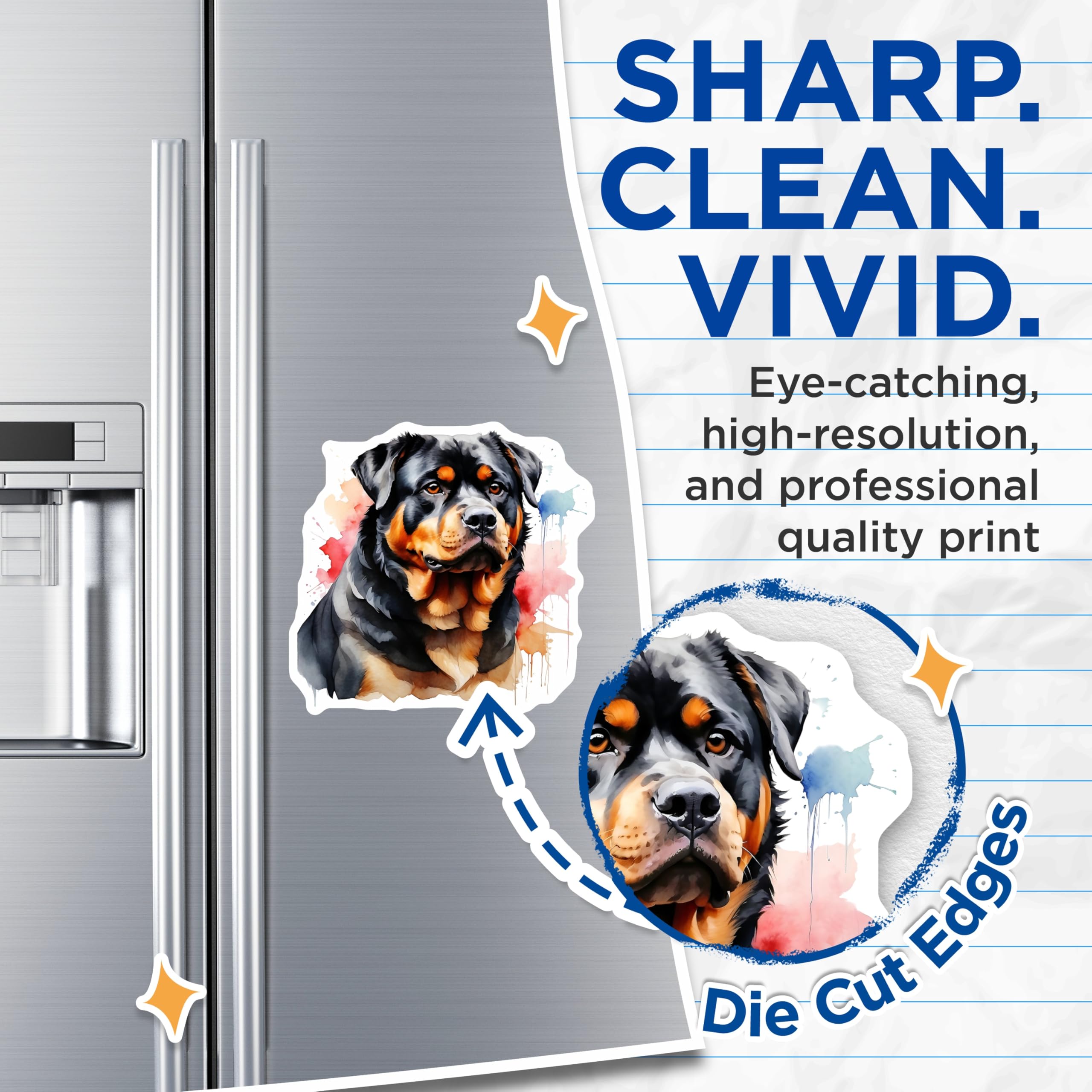 (2 Pack) Rottweiler Magnets - Dog Breed Fridge Magnets - Pet Lover Decor - 5" On Longest Side - Premium Magnet - for Cars, Refrigerators, Toolboxes, Lockers - Made in USA - MAG15386