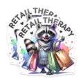 (2 Pack) Retail Therapy Stickers - Cute Raccoon Stickers for Planners - Funny Shopping Stickers for Journals - 5" On Longest Side - Sticks to Smooth Flat Surfaces - Made in USA - BMCS4538