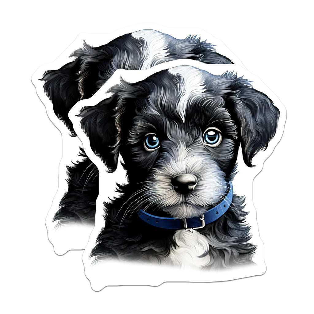 (2 Pack) Cute Puppy Magnets - Fluffy Dog Decor - Animal Lover Essentials - Blue Eyed Canine Art - 5 Inches On Longest Side - Thick Durable Magnet - Made in USA - MAG26279