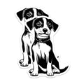 (2 Pack) Puppy Magnets - Dog Lover Fridge Decor - Pet Locker Cute Black White Animal Art Illustration - 5 Inches On Longest Side - Thick Durable Magnet - Made in USA - MAG36784