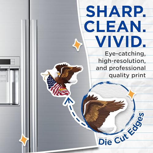 (2 Pack) Bald Eagle Magnets - American Flag - Patriotic Decor - USA Eagle Art - 5" On Longest Side - for Cars, Fridges, Toolboxes - Made in USA - MAG7262
