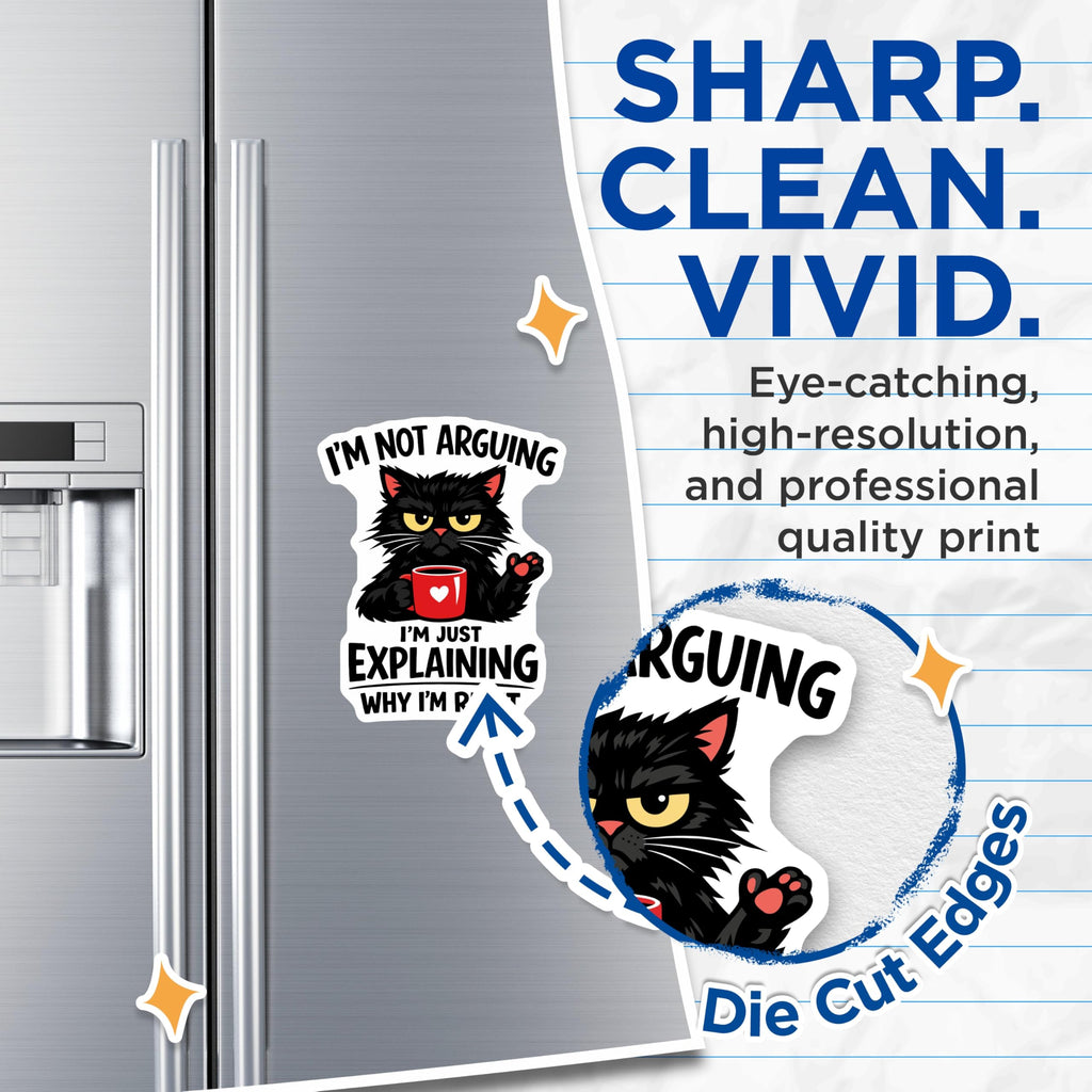 (2 Pack) Grumpy Cat Magnets - Sarcastic Quote Feline - Funny Cat Lover Refrigerator Decor - Black Cat Art - 5 Inches On Longest Side - Thick Durable Magnet - Made in USA - MAG22980