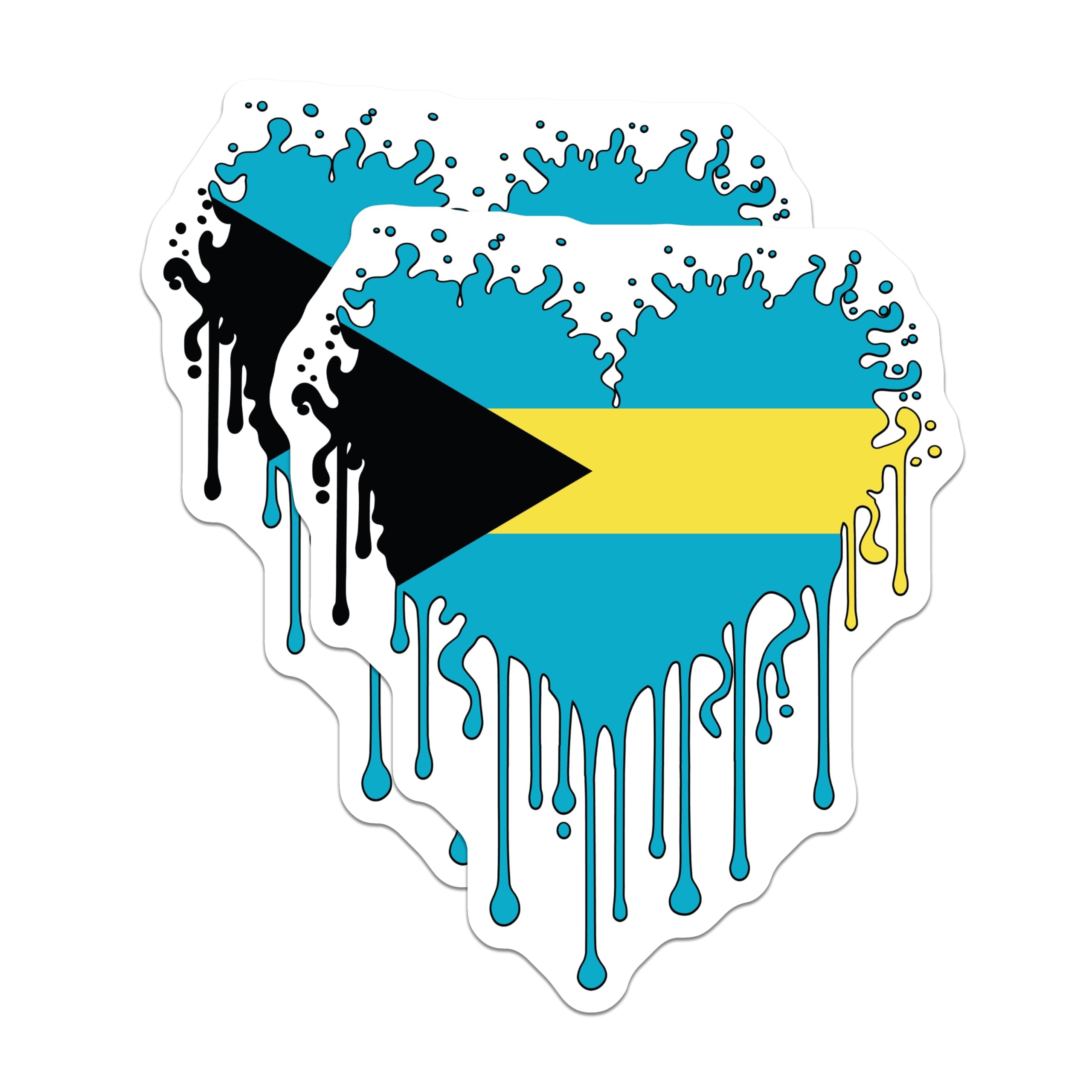 (2 Pack) Bahamas Flag Magnets - Heart Shape Design - Dripping Paint Art - Caribbean Souvenir - Travel Keepsake - 5 Inches On Longest Side - Thick Durable Magnet - Made in USA - MAG19312
