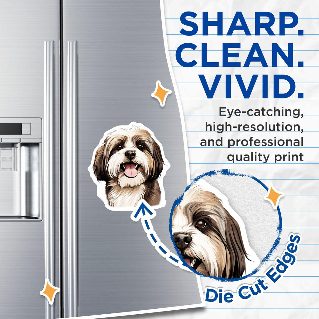 (2 Pack) Shih Tzu Dog Magnets - Happy Puppy Pet Lover Decor - Animal Fridge Accessories - 5 Inches On Longest Side - Thick Durable Magnet - Made in USA - MAG25620