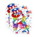 (2 Pack) Patriotic Unicorn Magnets - 4th of July Decor - Rainbow Flag Independence Day - 5 Inches On Longest Side - Thick Durable Magnet - Made in USA - MAG30515