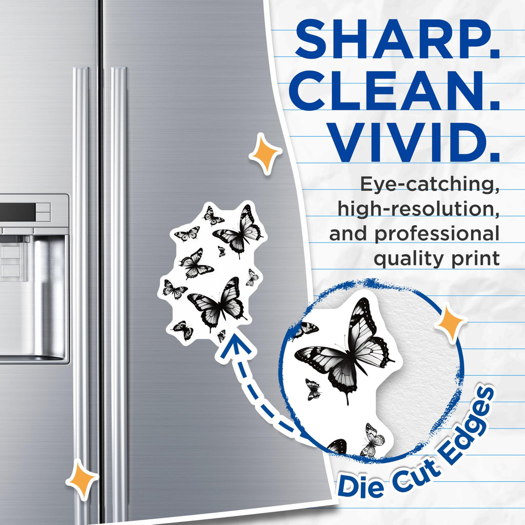 (2 Pack) Butterfly Magnets - Black and White Decor - Home and Living Refrigerator - 5" On Longest Side - Premium Magnet - for Cars, Refrigerators, Toolboxes, Lockers - Made in USA - MAG15874