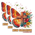 (3 Pack) Christian Butterfly Decals - Floral Cross Decal - New Creation Decal - 3 Inches On Longest Side - Easy Peel & Apply - Made in USA - 3MCS2519