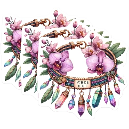 (3 Pack) Vibes High Decals - Boho Chic Sticker - Laptop Stickers - 3 Inches On Longest Side - Easy Peel & Apply - Made in USA - 3MCS7613