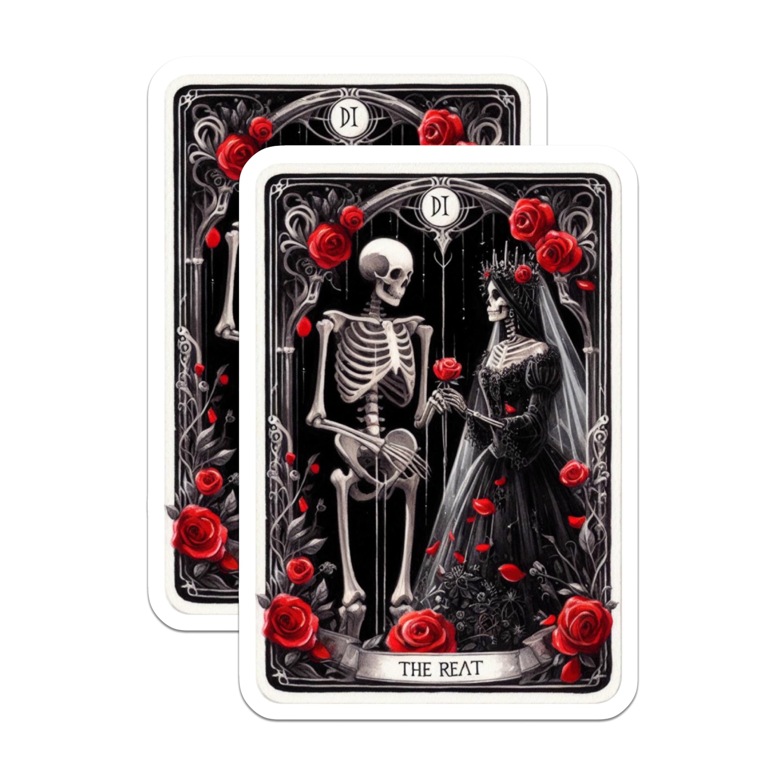 (2 Pack) Skeleton Couple Magnets - Gothic Romance Art - Eternal Love Decor - Undead Lovers Artwork - Macabre Wedding Art - 5 Inches On Longest Side - Thick Durable Magnet - Made in USA - MAG22946