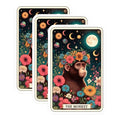 (3 Pack) Monkey Tarot Card Decals - Floral Crown Ape Stickers - Bohemian Laptop Decor - 3 Inches On Longest Side - Easy Peel & Apply - Made in USA - 3MCS4224