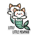 (2 Pack) Little Mewmaid Stickers - Cute Cat Mermaid Stickers - Fun Ocean Animal Stickers for Kids - 5" On Longest Side - Sticks to Any Smooth Flat Surface - Made in USA - BMCS3132