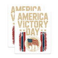 (2 Pack) America Victory Day Magnets - May 08 Commemorative - Patriotic US Flag Decor - 5 Inches On Longest Side - Thick Durable Magnet - Made in USA - MAG30191