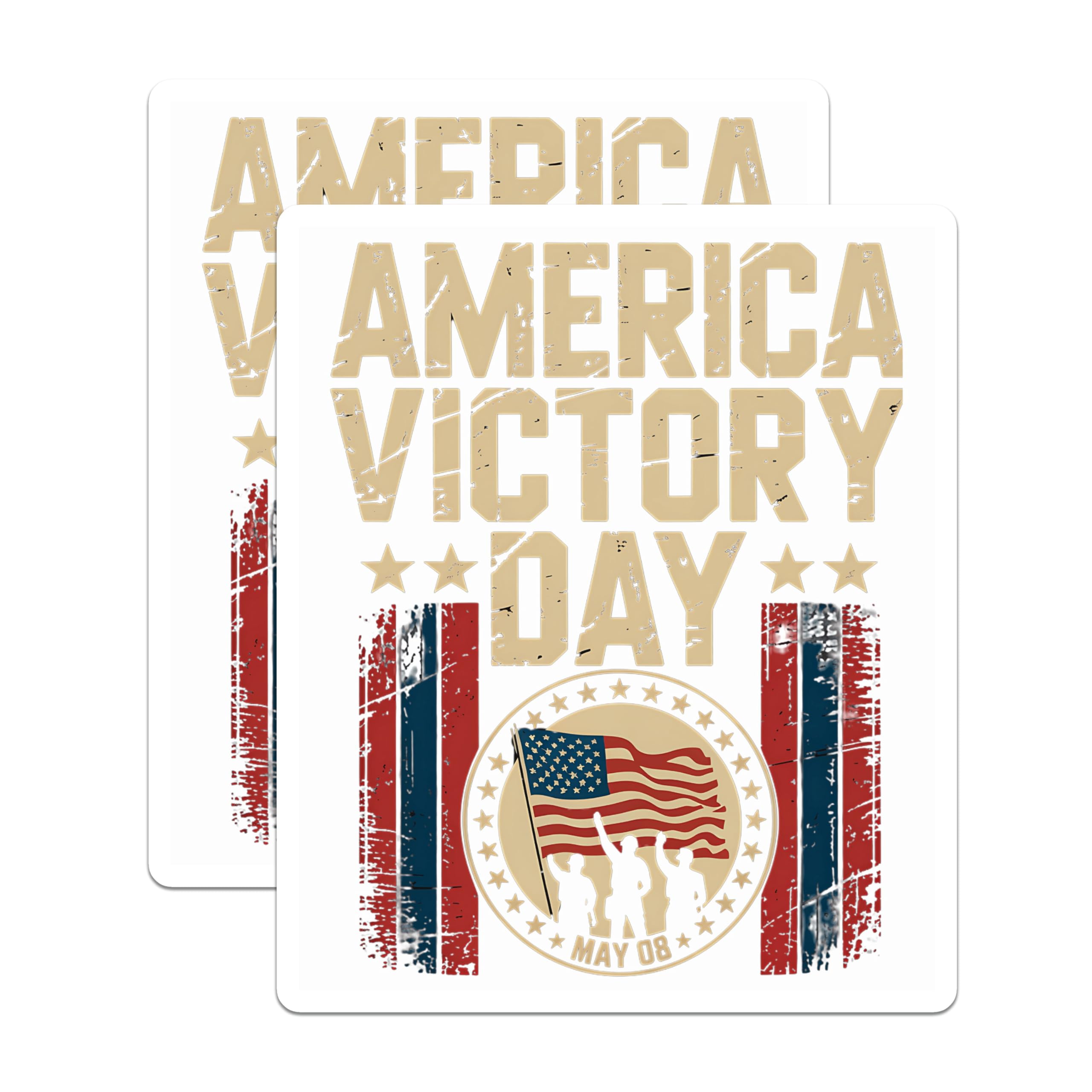 (2 Pack) America Victory Day Magnets - May 08 Commemorative - Patriotic US Flag Decor - 5 Inches On Longest Side - Thick Durable Magnet - Made in USA - MAG30191
