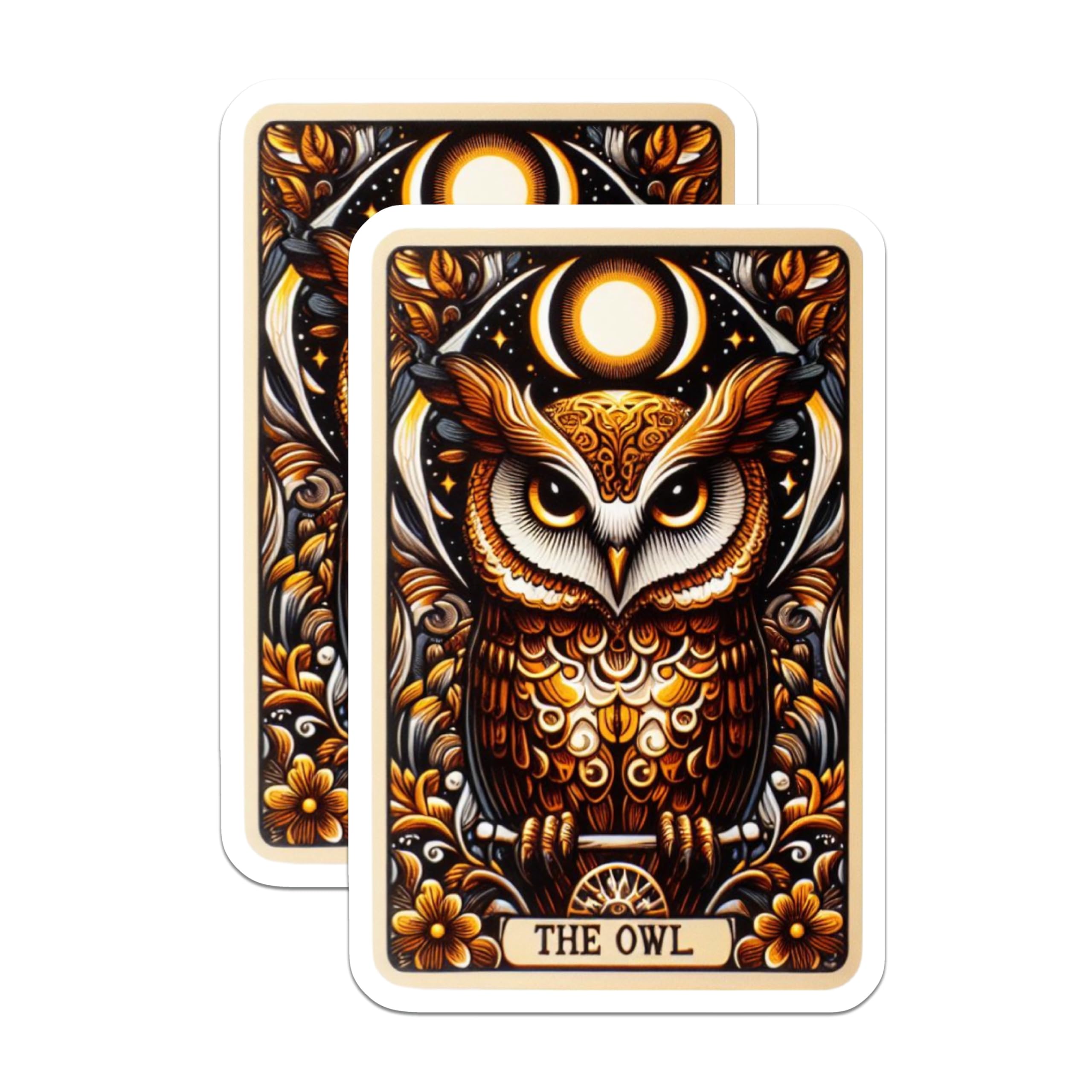 (2 Pack) Mystic Owl Magnets - Ornate Celestial Moon Stars Art - Wise Bird Refrigerator Decor - Kitchen Cabinet Accent - 5 Inches On Longest Side - Thick Durable Magnet - Made in USA - MAG21636
