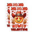 (2 Pack) Howdy Valentine Stickers - Cowgirl Emoji Stickers - Valentine's Day Love Stickers - 5" On Longest Side - Sticks to Any Smooth Flat Surface - Made in USA - BMCS3140