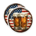 (2 Pack) Beer Mug Stickers - Patriotic American Flag - Cheers Celebration Stickers - 5" On Longest Side - Sticks to Smooth Flat Surfaces - Made in USA - BMCS9434