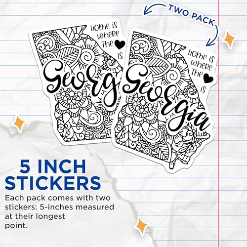 (2 Pack) Georgia Stickers - State Love - Home is Where The Heart is Sticker - 5" On Longest Side - Sticks to Smooth Flat Surfaces - Made in USA - BMCS9056 - Decorative Vinyl Decal