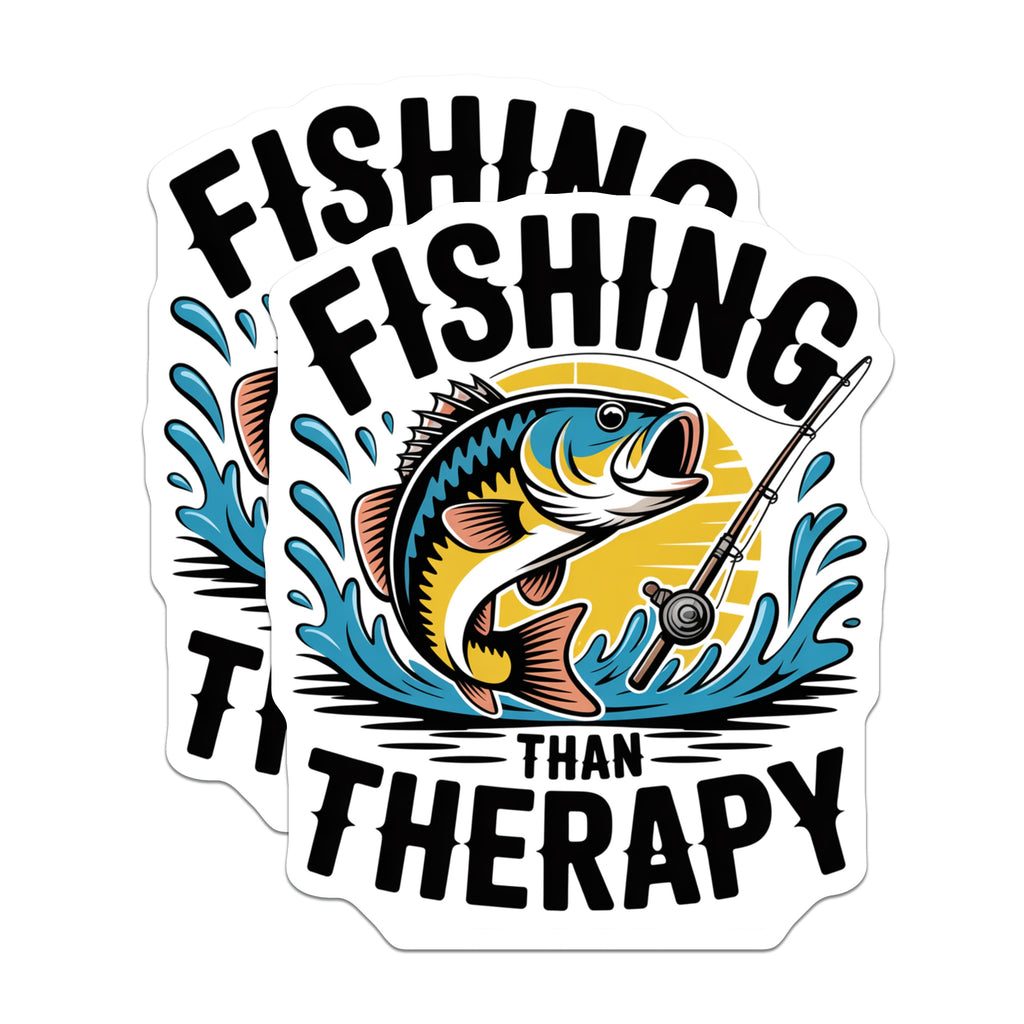 (2 Pack) Fishing Than Therapy Magnets - Angler Humor Accessory - Outdoorsman Refrigerator Decor - 5 Inches On Longest Side - Thick Durable Magnet - Made in USA - MAG36177