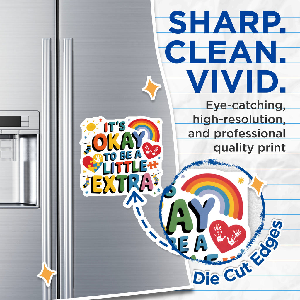 (2 Pack) It's Okay To Be A Little Extra Magnets - Neurodiversity Autism Acceptance - Positive Affirmation Inspirational Decor - 5 Inches On Longest Side - Thick Durable Magnet - Made in USA - MAG38144