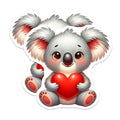 (2 Pack) Cute Koala Stickers - Animal Lover Decals - Heart Holding Koala Stickers - 5" On Longest Side - Sticks to Smooth Flat Surfaces - Made in USA - BMCS3650