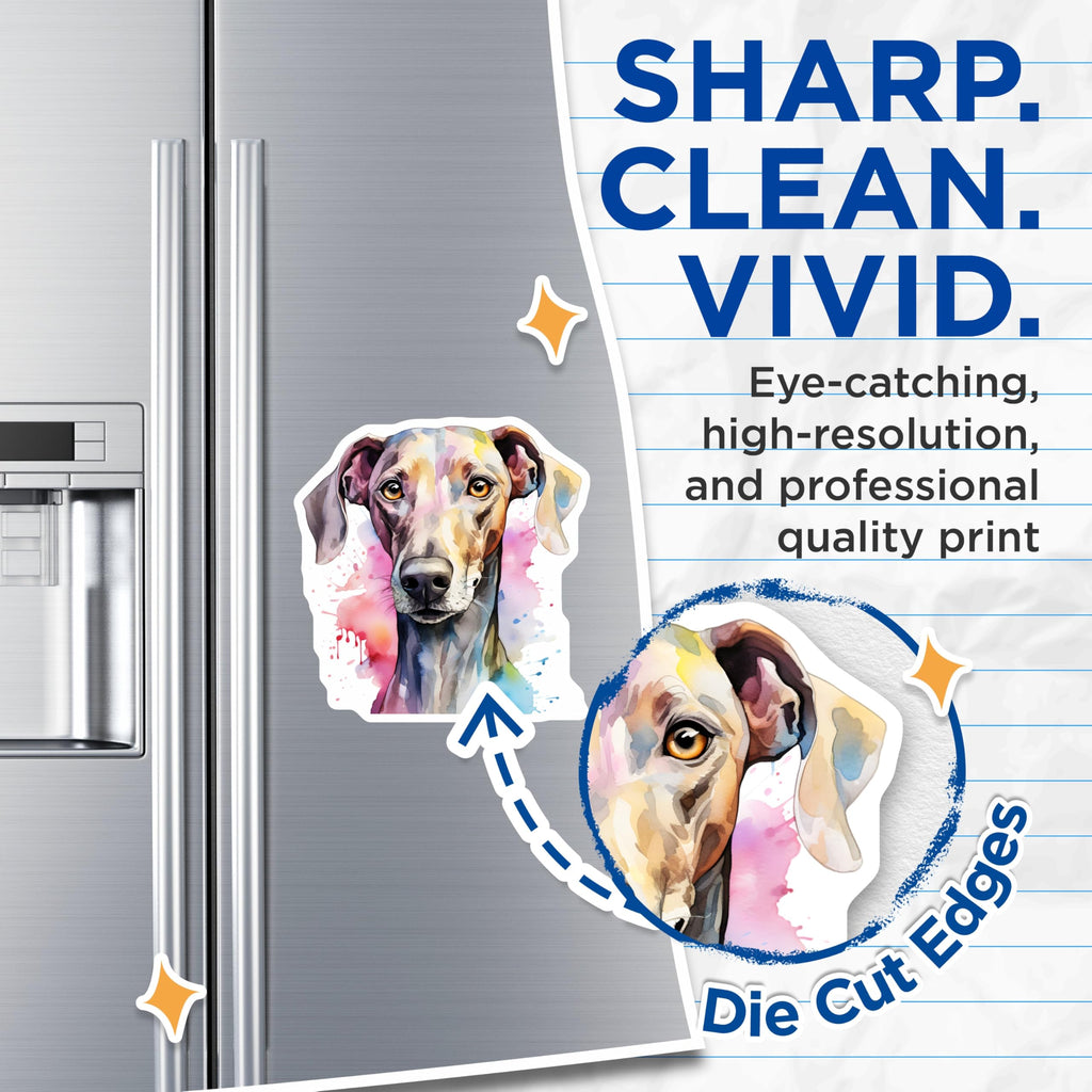 (2 Pack) Watercolor Dog Magnets - Weimaraner Art Decor - Pet Lover Fridge Locker - 5 Inches On Longest Side - Thick Durable Magnet - Made in USA - MAG29397
