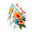 (2 Pack) Tropical Hibiscus Stickers - Exotic Floral Decal - Vibrant Botanical Art - 5" On Longest Side - Sticks to Smooth Flat Surfaces - Made in USA - BMCS20040