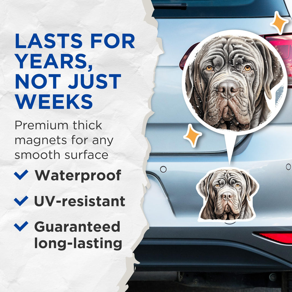 (2 Pack) Neapolitan Mastiff Dog Magnets - Giant Breed Pet Decor - Dog Mom Dad Home Accessory - 5 Inches On Longest Side - Thick Durable Magnet - Made in USA - MAG27576