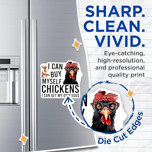 (2 Pack) Funny Chicken Magnets - Hilarious Kitchen Decor - 5" On Longest Side - for Cars, Fridges, Toolboxes - Made in USA - MAG7735
