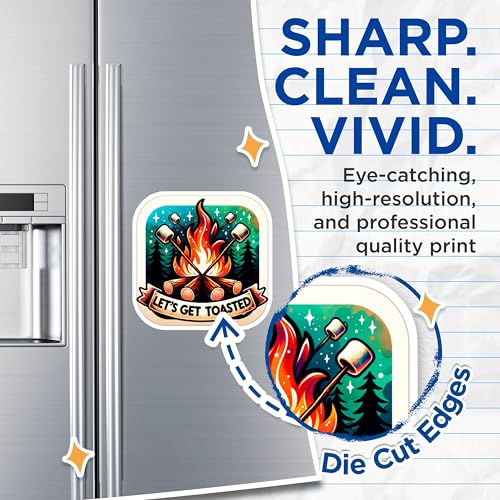 (2 Pack) Let's Get Toasted Magnets - Campfire Magnets - Marshmallow Magnets - Campout Decor - 5" On Longest Side - for Cars, Fridges, Toolboxes - Made in USA - MAG7011