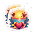 (2 Pack) Tropical Beach Love Magnets - Romantic Sunset Scene - Vacation Vibe Refrigerator Decor - 5 Inches On Longest Side - Thick Durable Magnet - Made in USA - MAG28620