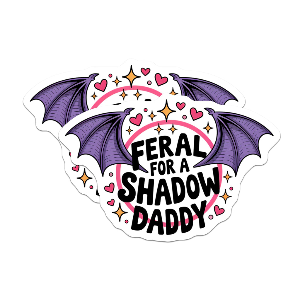 (2 Pack) Feral Shadow Daddy Magnets - Goth Bat Wings Magnet Set - Dark Humor Quote - Alt Subculture Refrigerator Decor - 5 Inches On Longest Side - Thick Durable Magnet - Made in USA - MAG22186