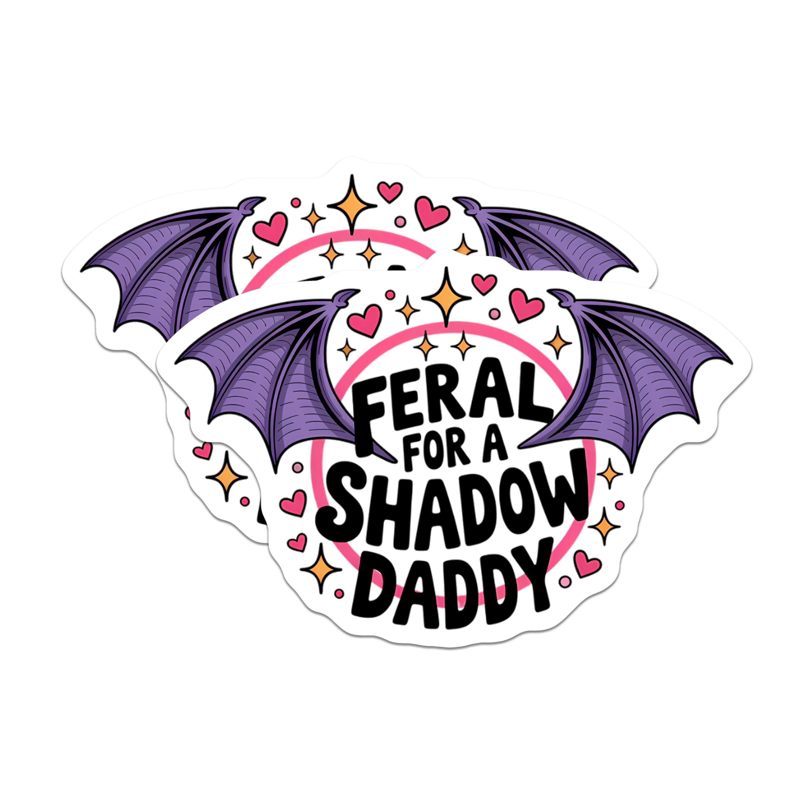 (2 Pack) Feral Shadow Daddy Magnets - Goth Bat Wings Magnet Set - Dark Humor Quote - Alt Subculture Refrigerator Decor - 5 Inches On Longest Side - Thick Durable Magnet - Made in USA - MAG22186