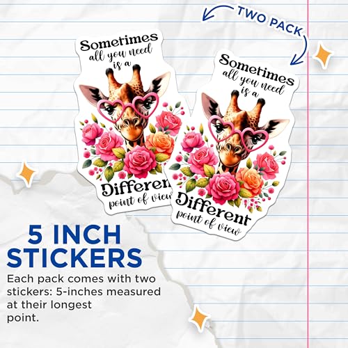 (2 Pack) Giraffe Quote Stickers - Inspirational Animal Stickers - Cute Motivational Stickers - 5" On Longest Side - Sticks to Any Smooth Flat Surface - Made in USA - BMCS3226