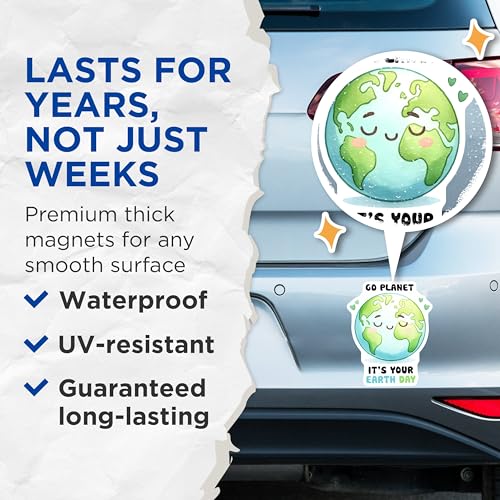 (2 Pack) Happy Earth Magnet - Eco-Friendly Decoration - 5" On Longest Side - Sticks to Smooth Flat Surfaces - Made in USA - MAG9751