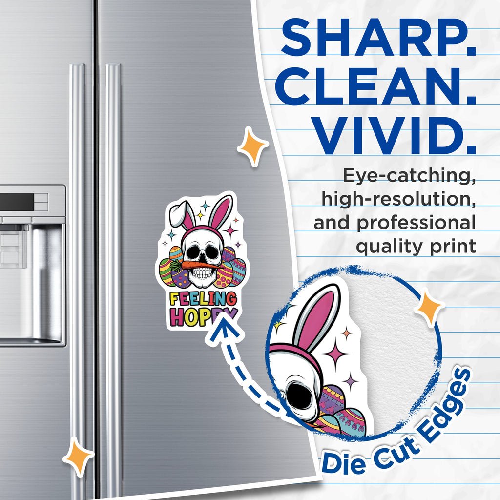 (2 Pack) Goth Easter Bunny Skull Magnets - Alternative Spring Decor - Feeling Hoppy Quirky Fridge Accent - 5 Inches On Longest Side - Thick Durable Magnet - Made in USA - MAG38915