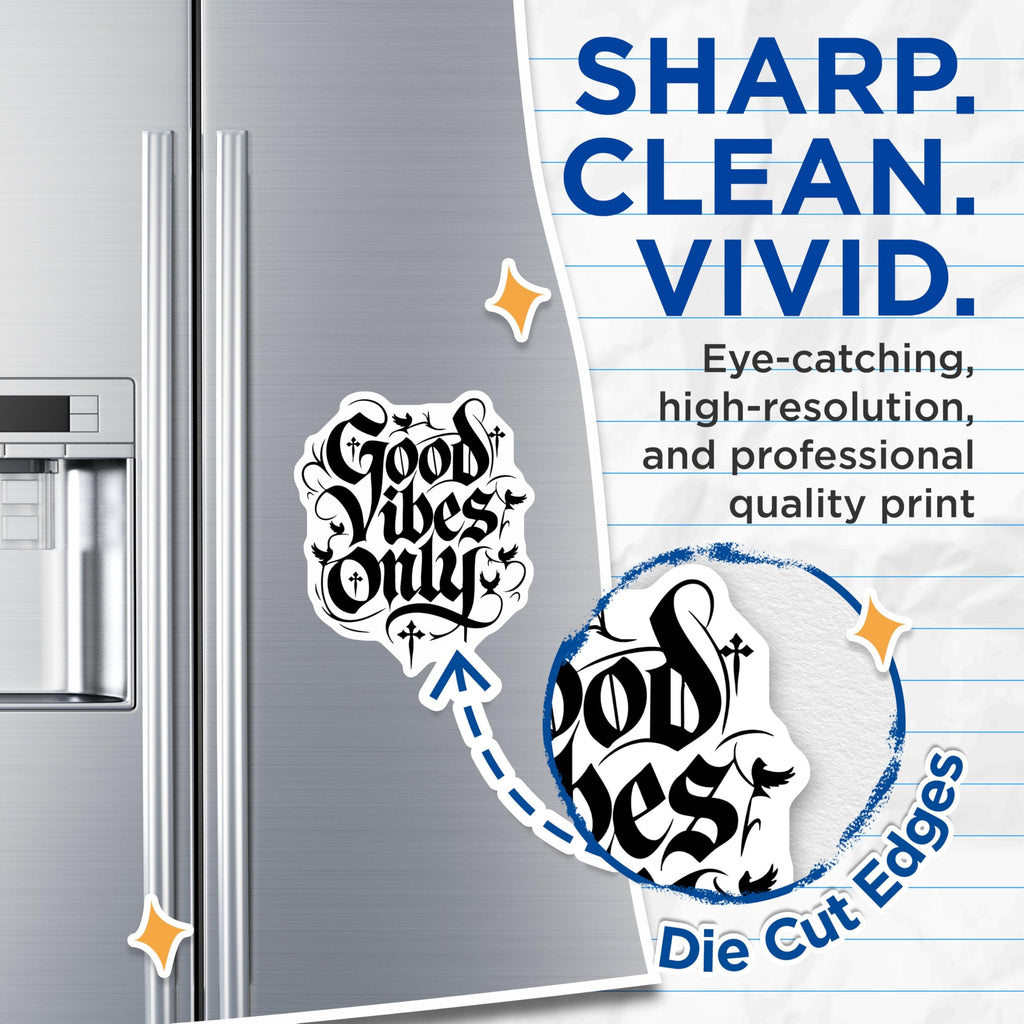 (2 Pack) Good Vibes Only Magnets - Gothic Calligraphy - Inspirational Decor - 5 Inches On Longest Side - Thick Durable Magnet - Made in USA - MAG22341